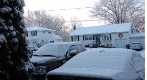 snow on car