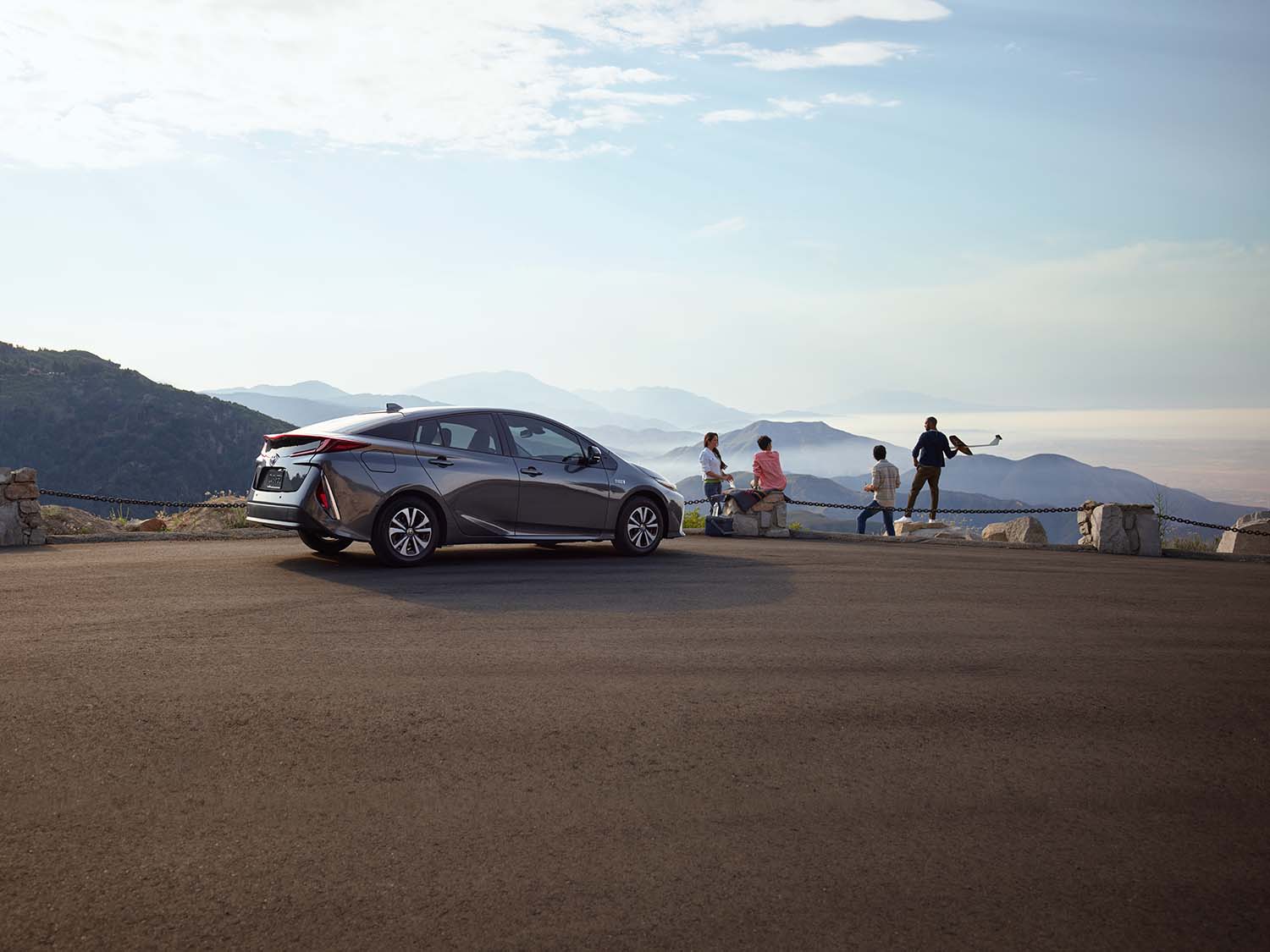 Toyota Hybrid for Everyone at Bennett Toyota | 2022 Toyota Prius Prime overlooking mountains in background